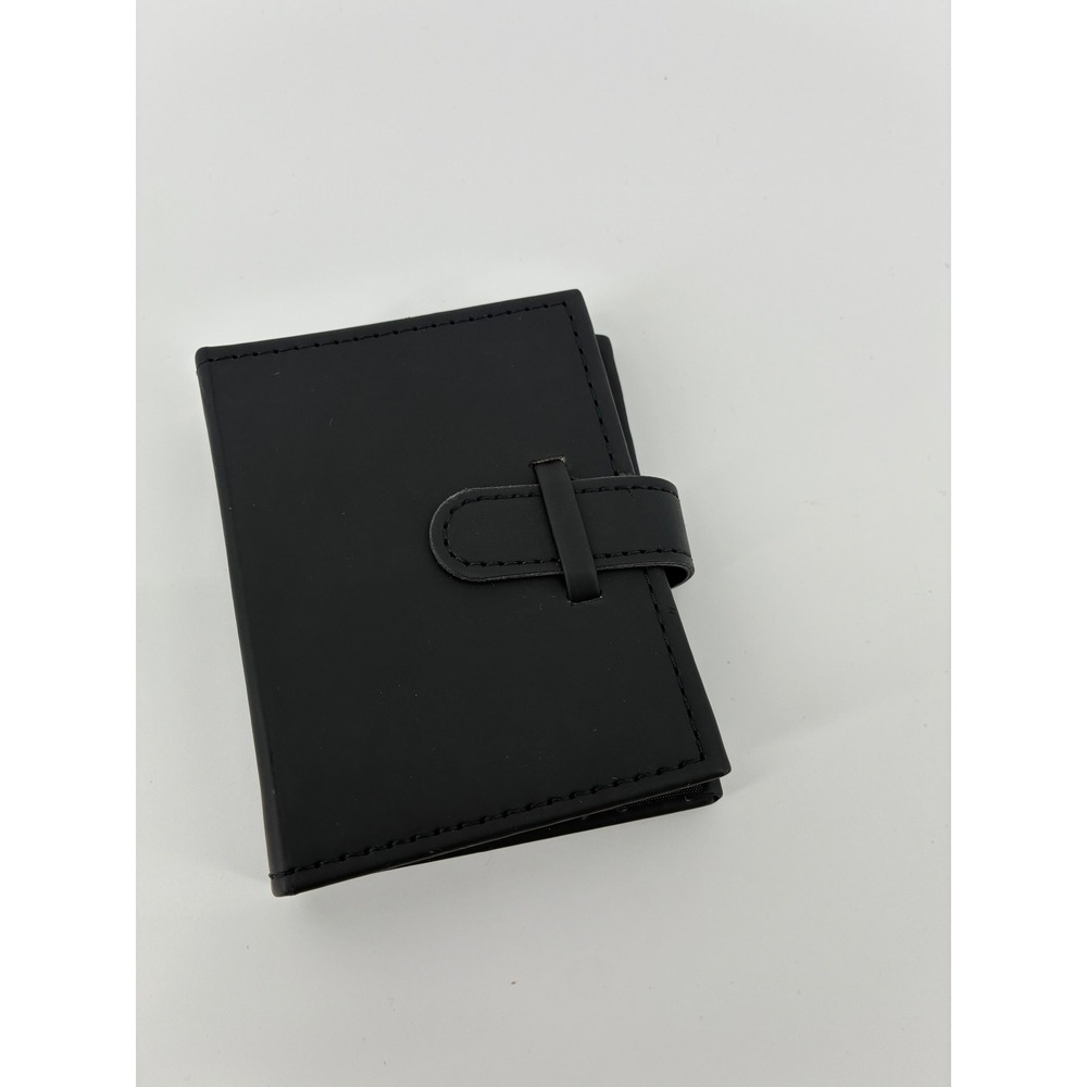 Prestige Black Matte Card Holder Wallet Tab Closure Business Card Organizer